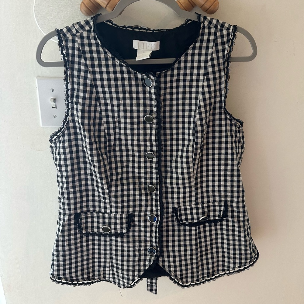 Vintage Plaid Button Front Vest